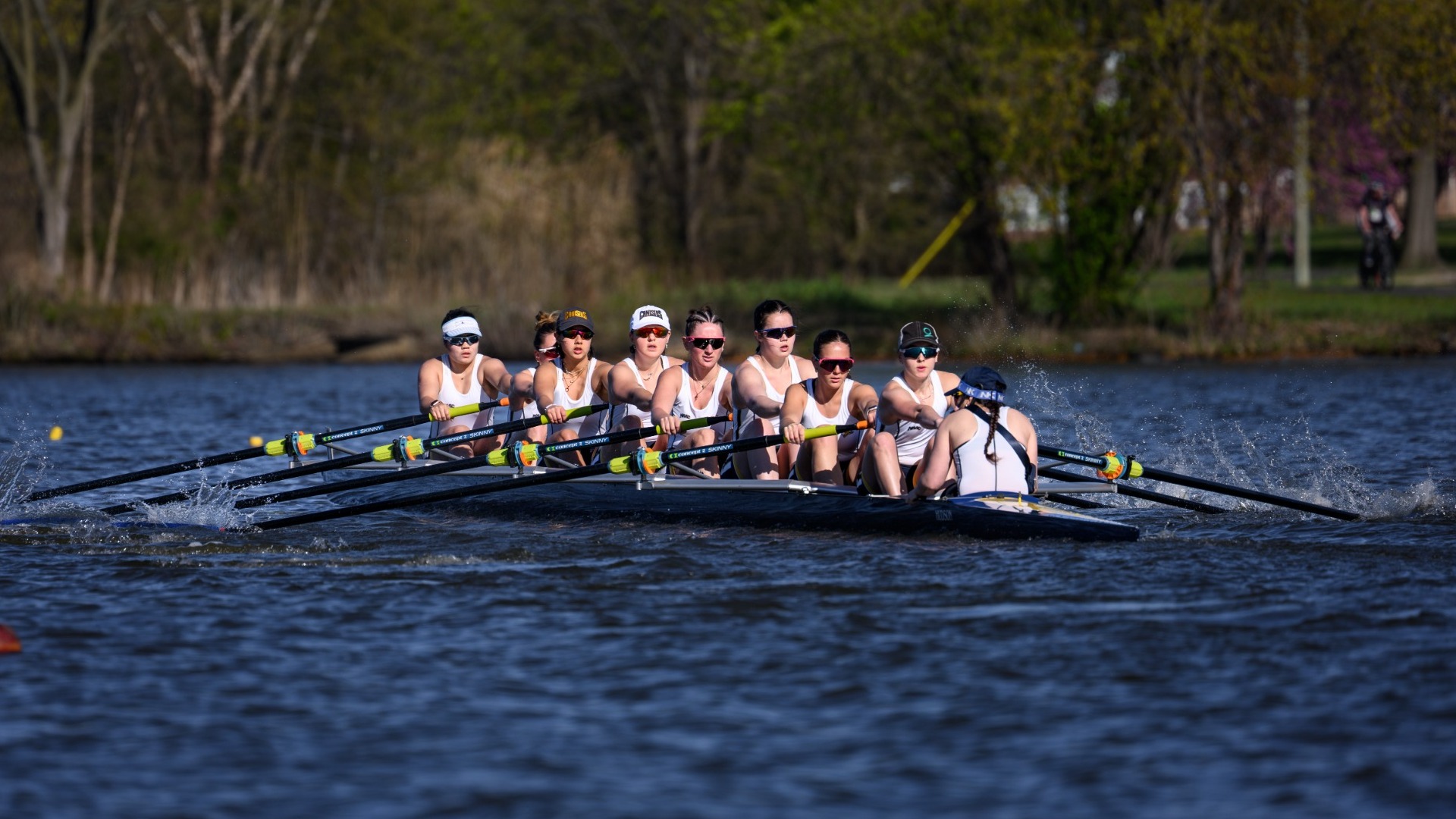 Varsity 8+ Boat rows down Cooper River in Cherry Hill, N.J. at the Knecht Cup.