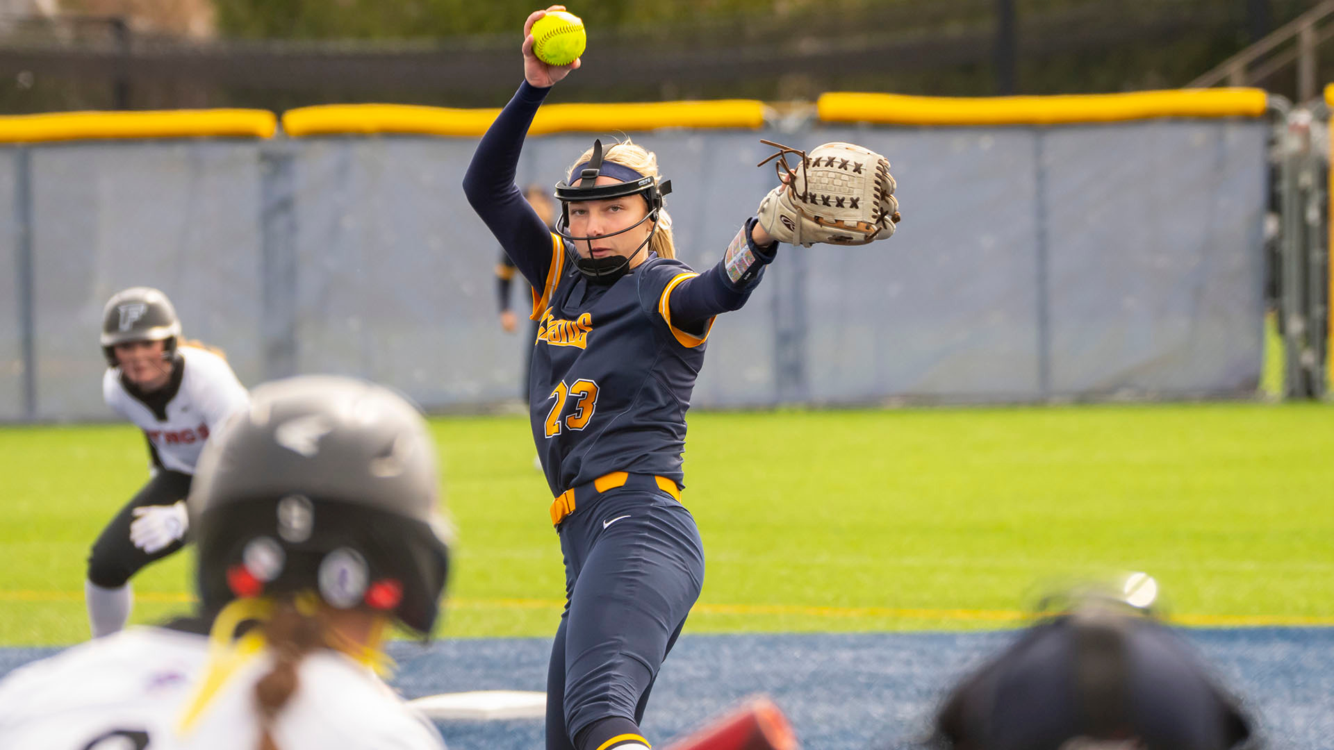 Liv Herrington throws a pitch in a home game against Fairfield on March 29, 2026.