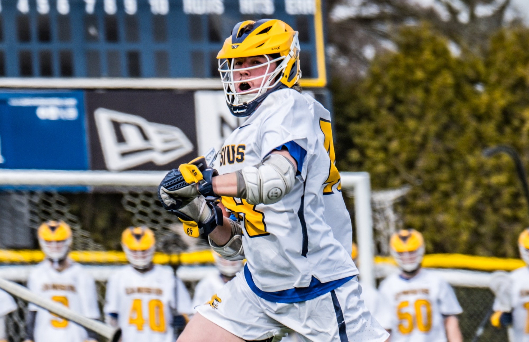 Canisius Face-Off Specialist Micah Hanson is shown in game action versus Cleveland State at the Demske Sports Complex on Feb. 28, 2026