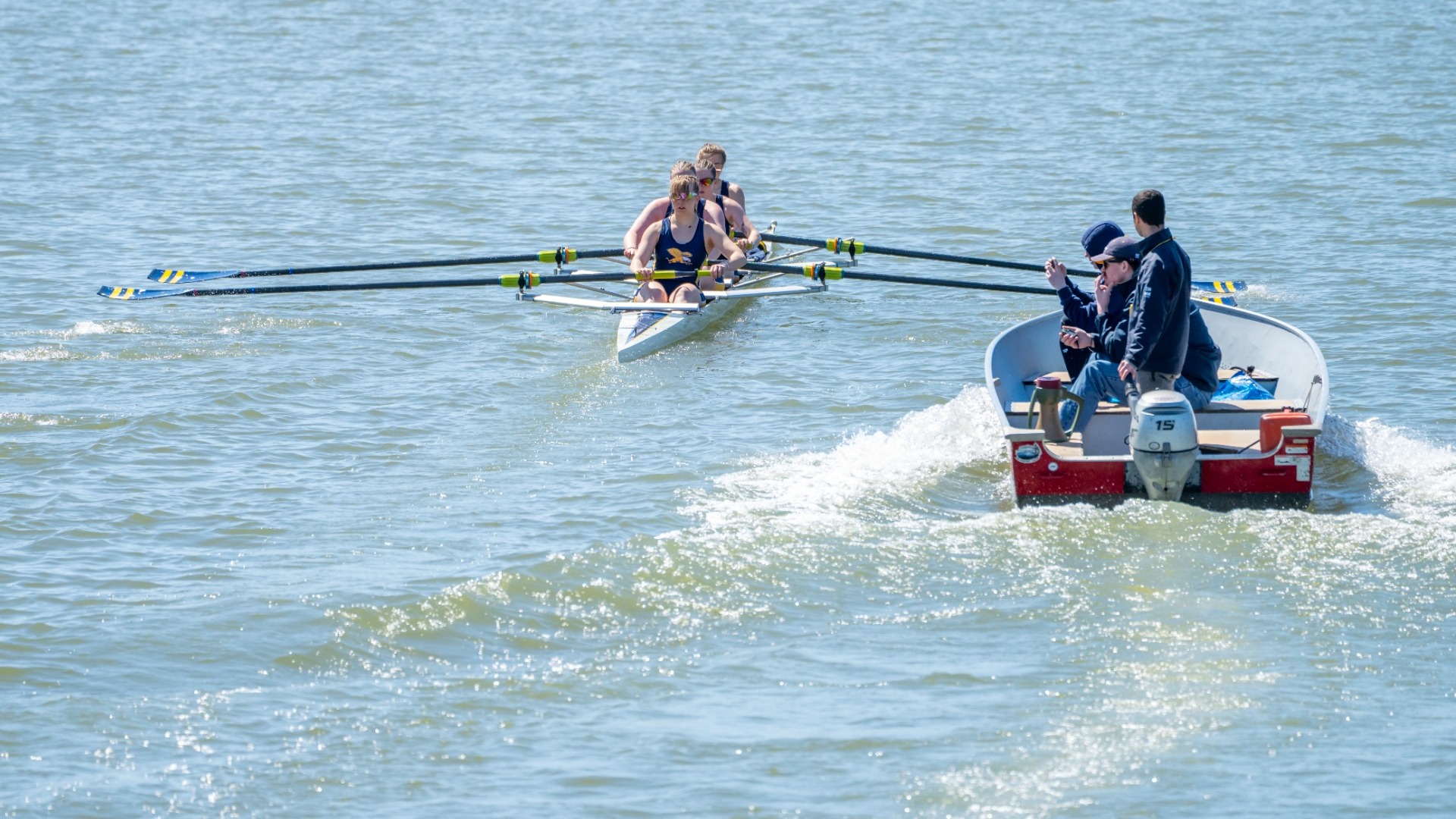 The rowing team rows down the Niagara River at the Black Rock Cup on April 27th 2025