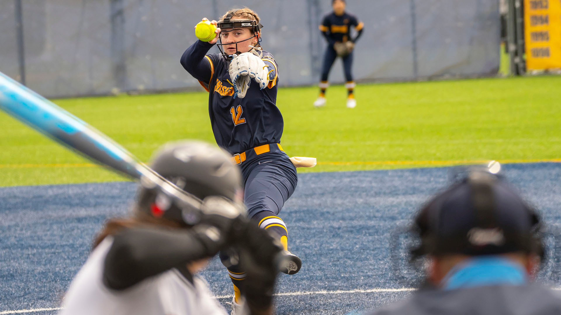 Mia Preuhs throws a pitch in a home MAAC doubleheader against Fairfield on March 29, 2026.