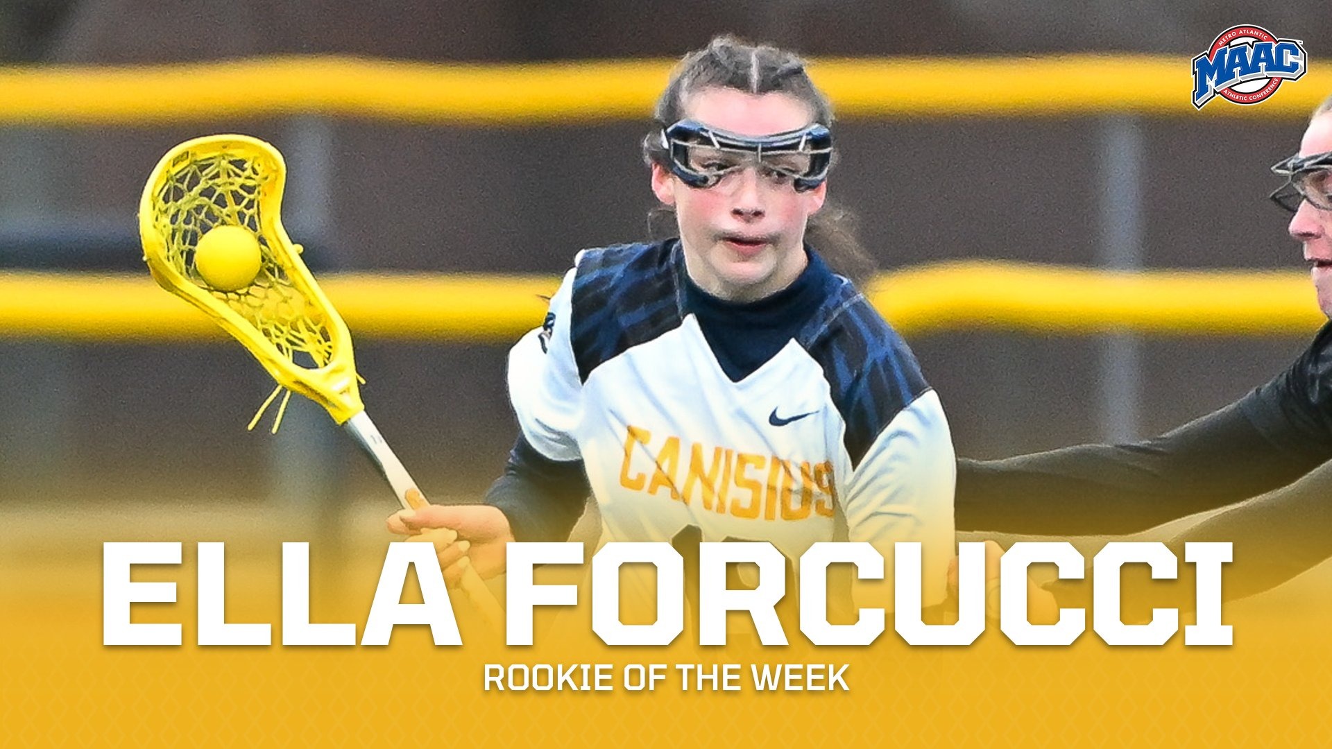 Ella Forcucci's graphic for MAAC Rookie of the Week 