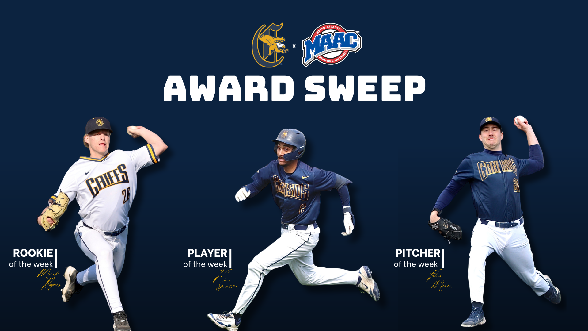 Mark Rogers, Felix Morin and JC Spinosa Weekly Awards Graphic