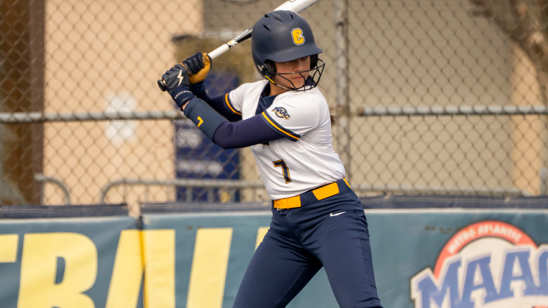 Bella Martin waits for a pitch at the plate in the first game of a doubleheader against Siena on March 24, 2026.