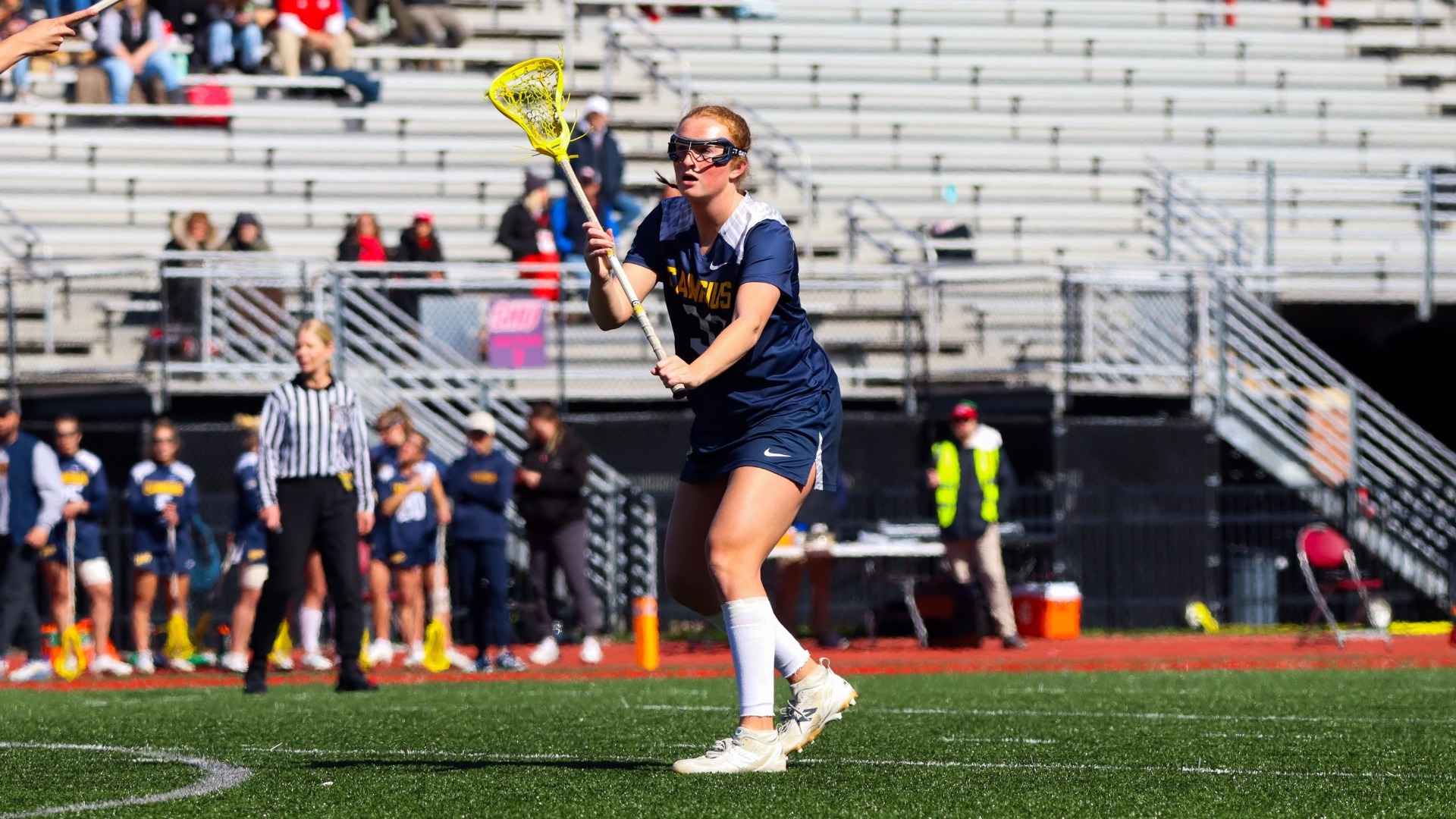 Makenna Crouse passes the ball on April 8th 2026 at Campus Field in Fairfield, Conn.