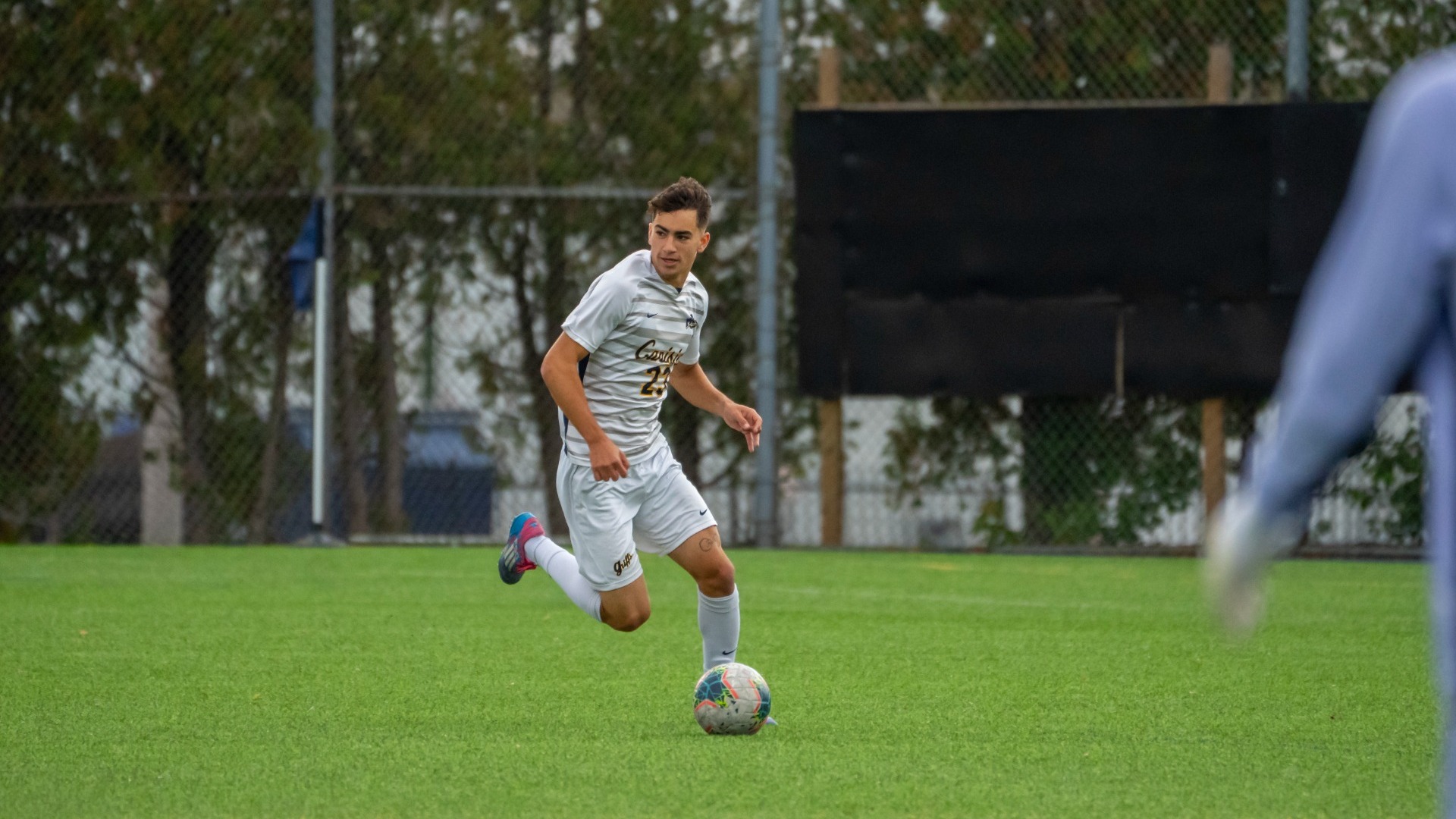 Noah Baumslag advances the ball vs. Manhattan - Oct. 25, 2025