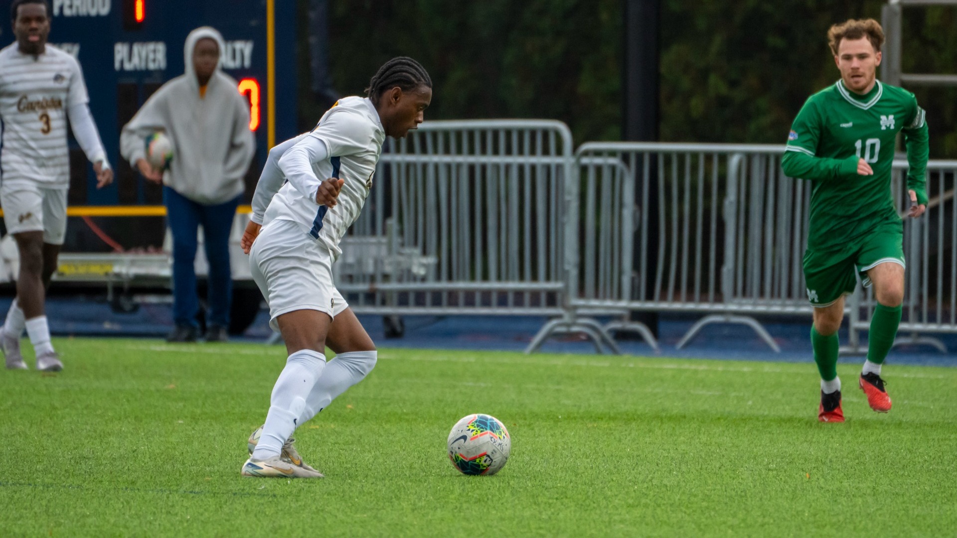 Glodie Mata plays the ball in a contest vs. Manhattan - Oct. 25, 2025