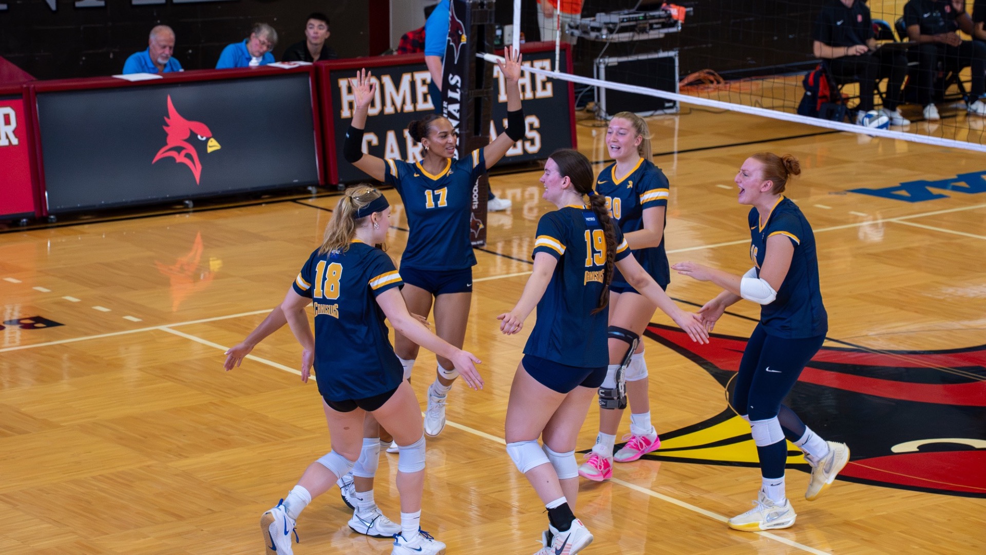 Canisius Volleyball Celebrates a Point Against Non-Conference Foe Syracuse