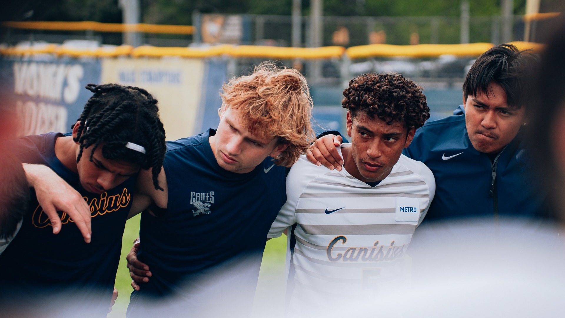 Anthony Scott, Griffen Dehm, Kevin Villacorta-Osorto, and Larry Jimenez pregame vs Robert Morris - Aug. 23