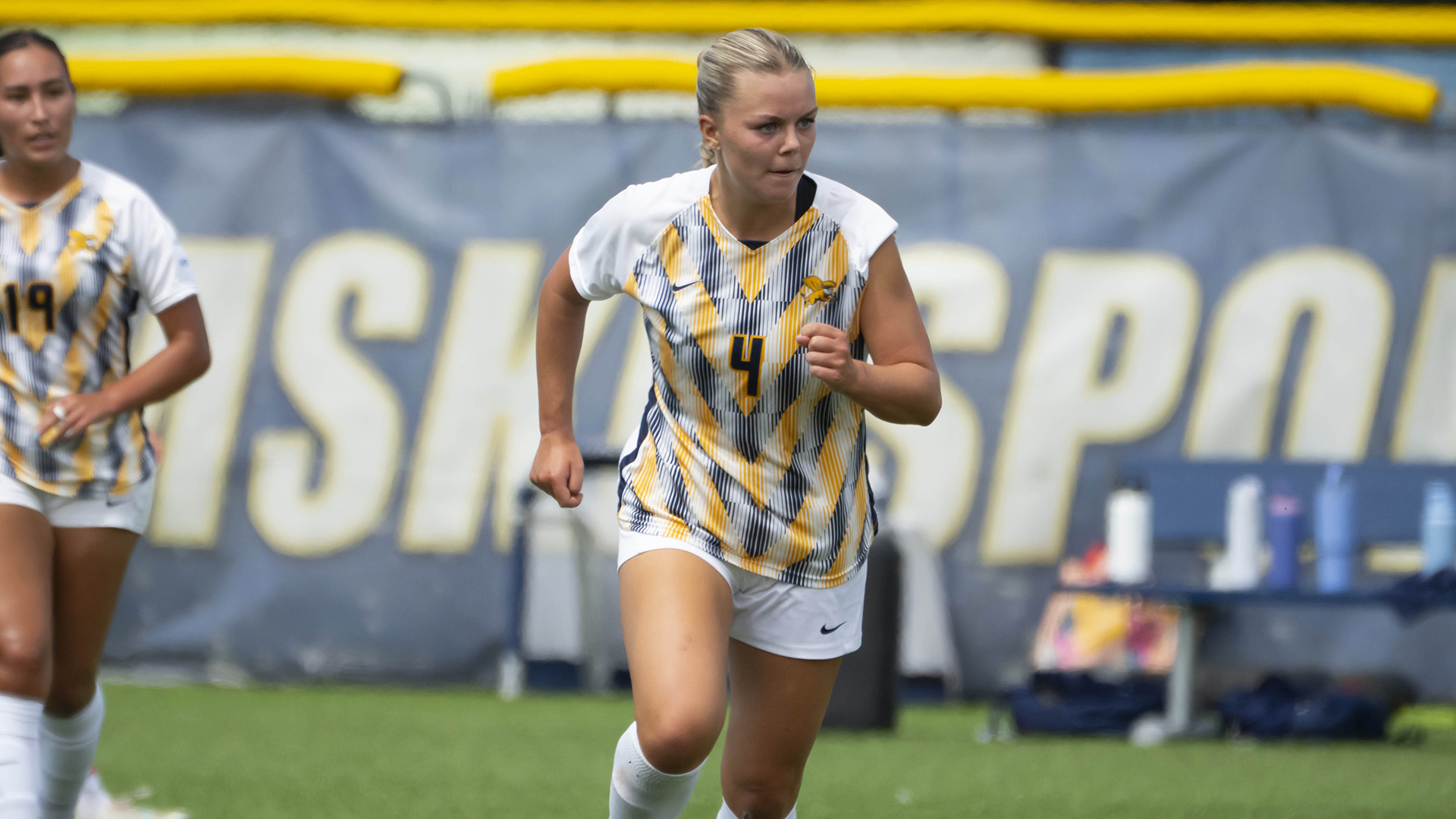 Canisius defender Ava Pickard tracks the ball during game action against Robert Morris at the Demske Sports Complex on Aug. 20, 2026
