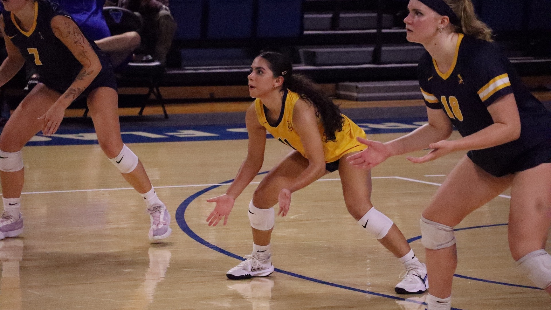 Canisius Libero Brenda Reynaga prepares to receive a serve from Buffalo 
