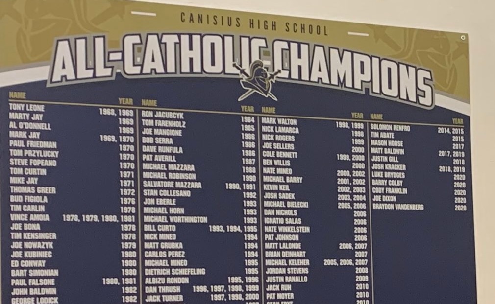 Canisius All-Catholic champions board 