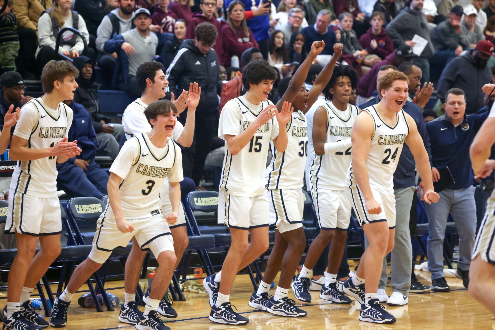 bench celebrates game-winning shot