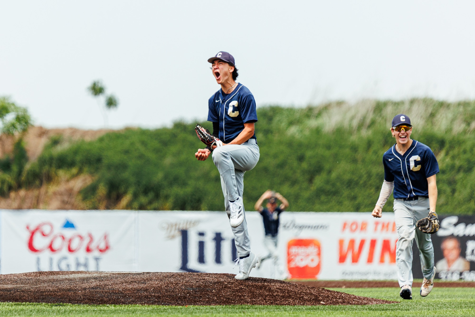 Max Bahr celebrates final out