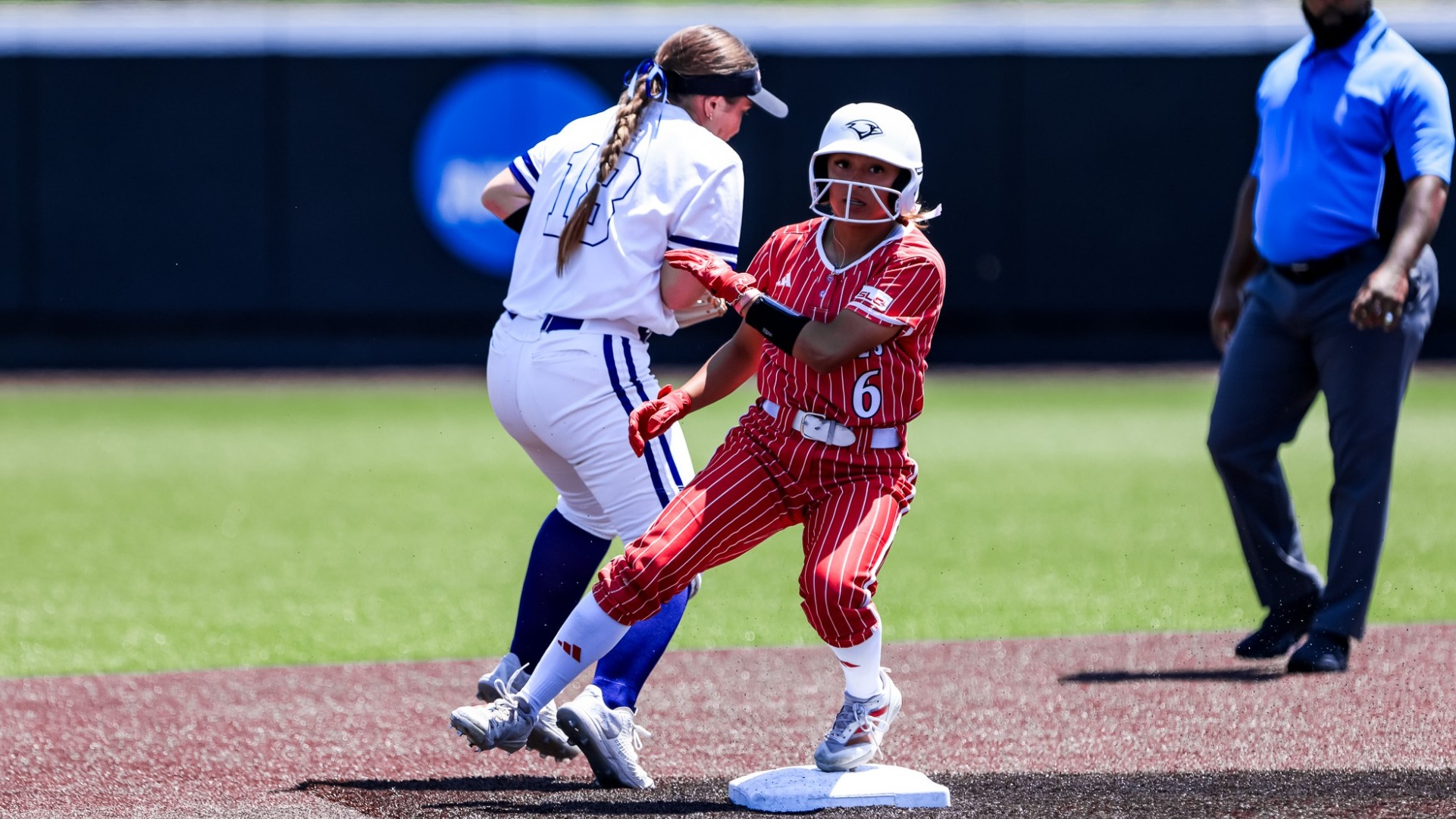 Softball Dom on base