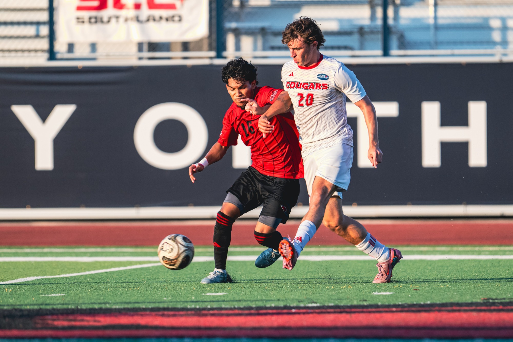 Erik Rios battles for ball against SIUE