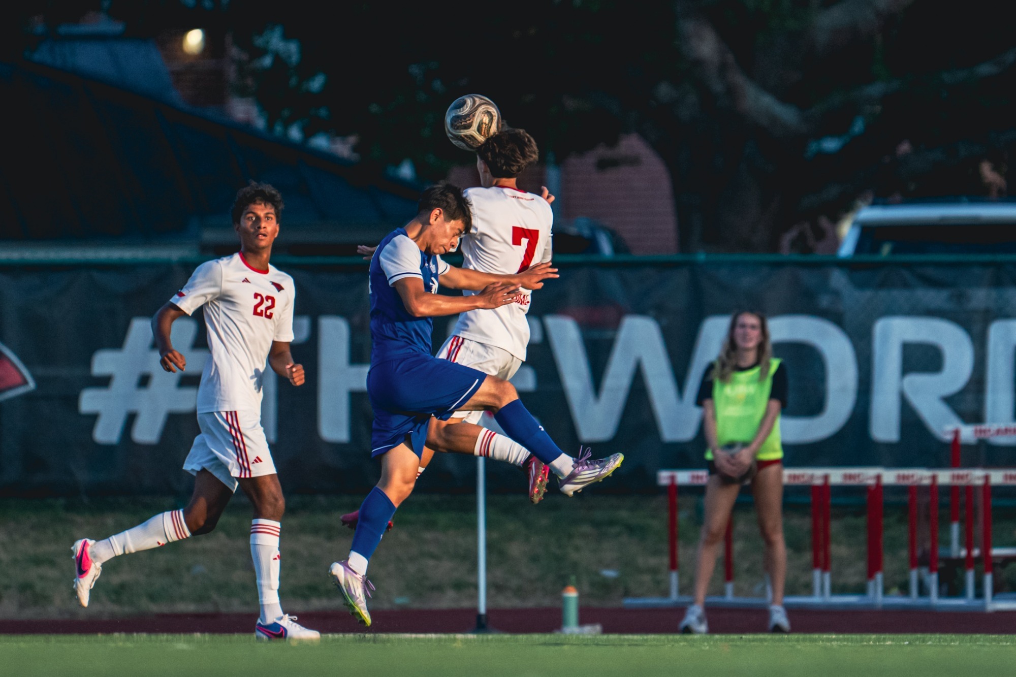 Men's Soccer heads ball against OLLU