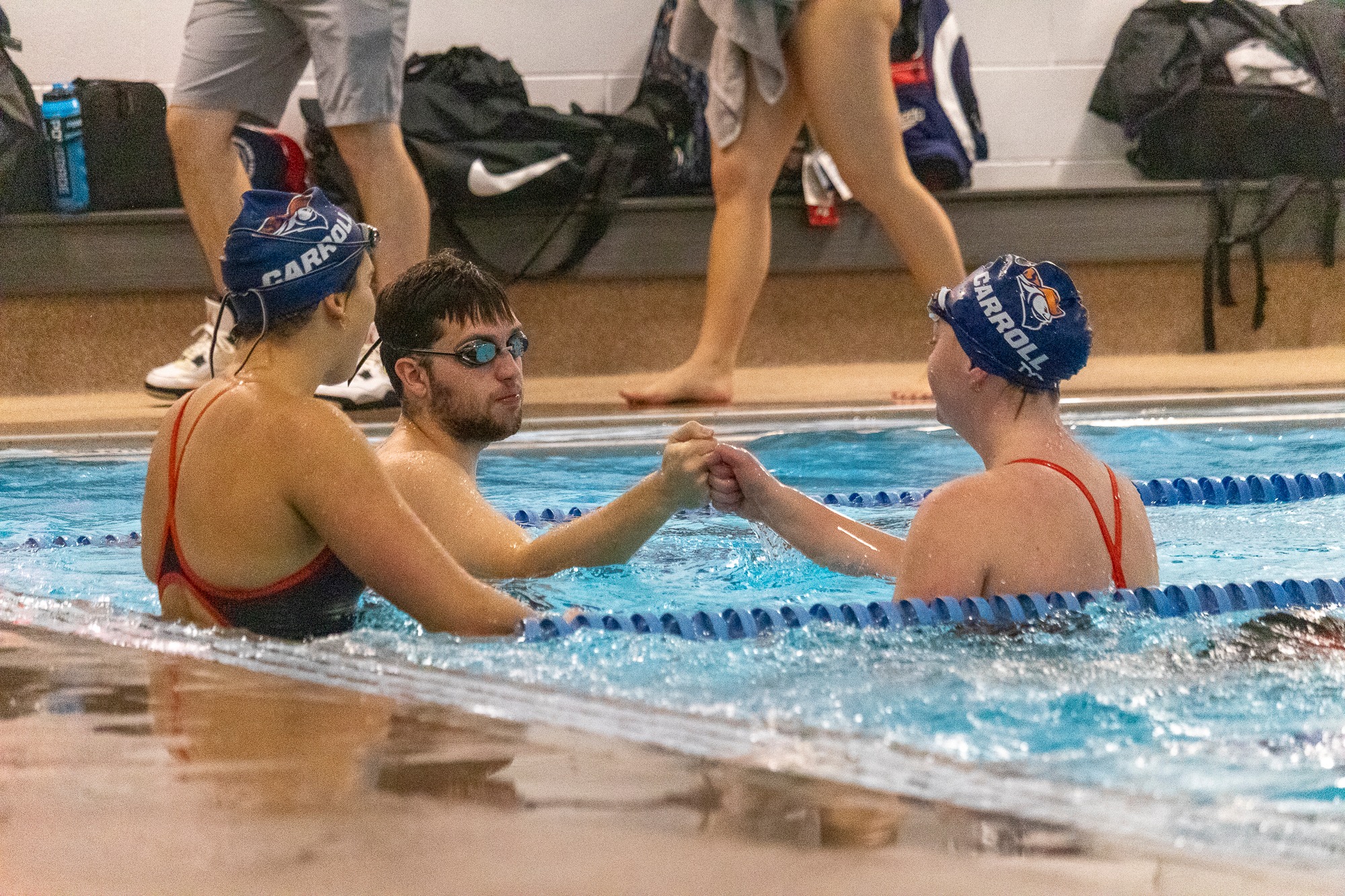 Pioneers celebrating as a team