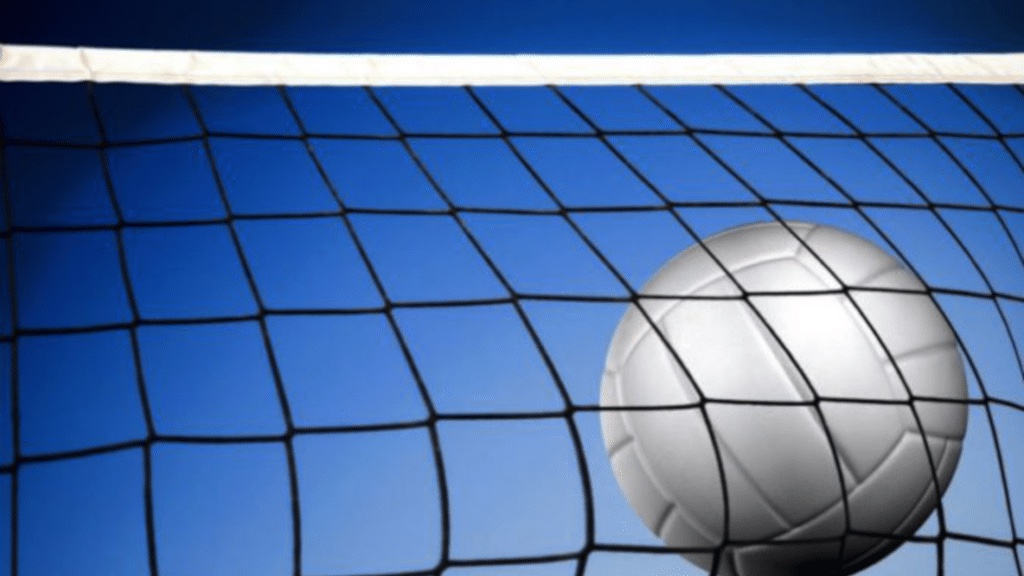 Volleyball in net