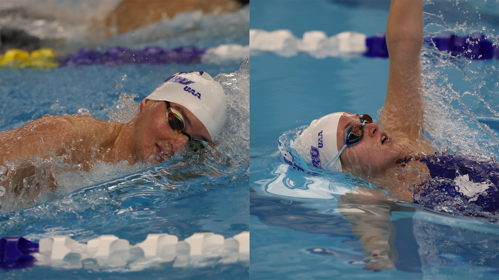 Two Spartan swimmers against Carnegie Mellon on November 1