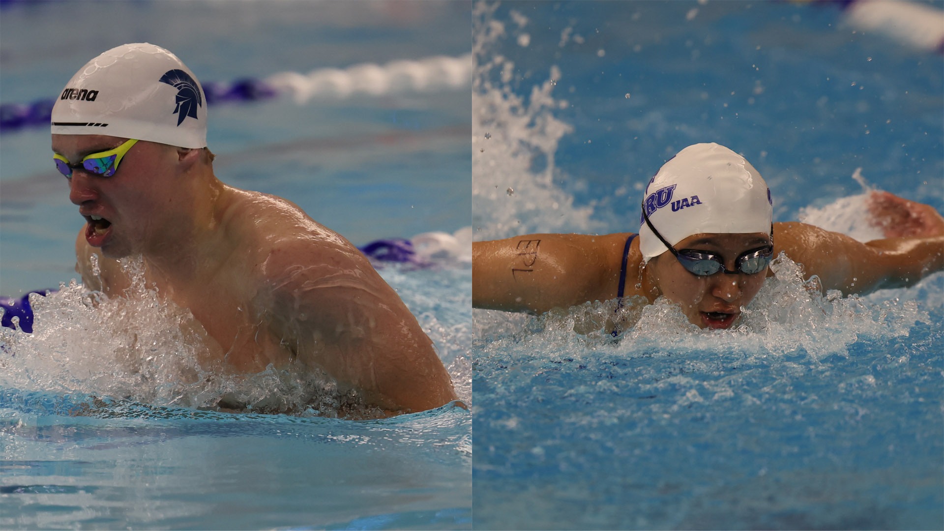 Spartan swimmers competing against Carnegie Mellon in November 2025