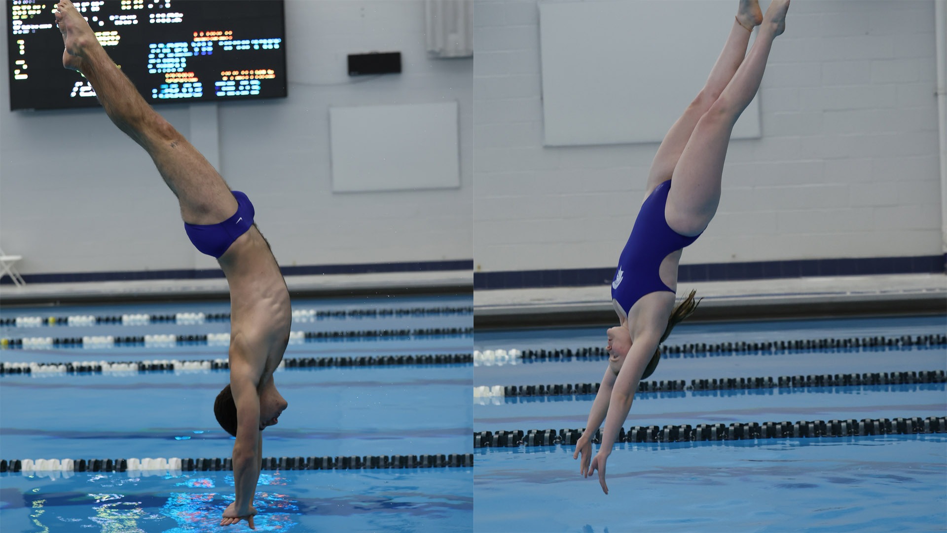 Jack Rudofsky (left) and Anna Berry (right) diving into the water in 2025