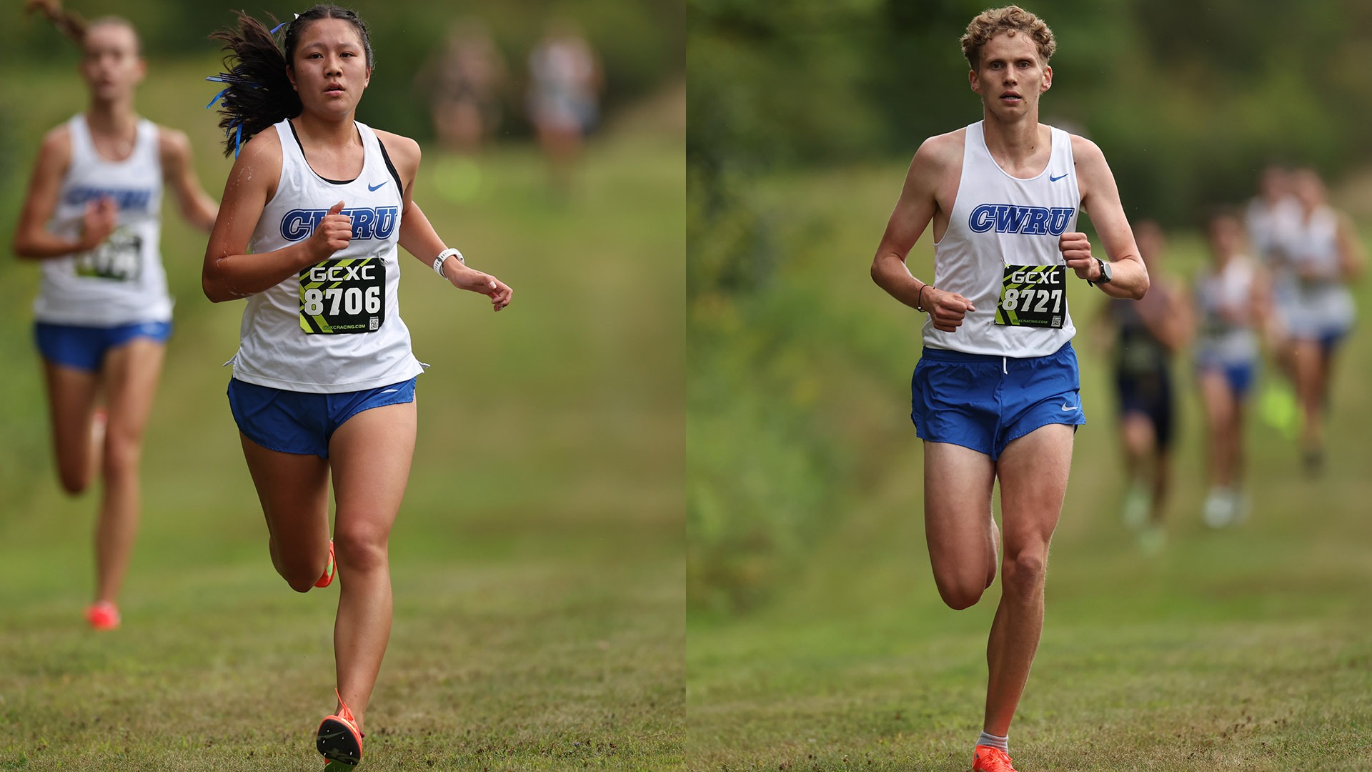 Becca Liaw (left) and Adam Joseph (right) running at the Sudeck Classic