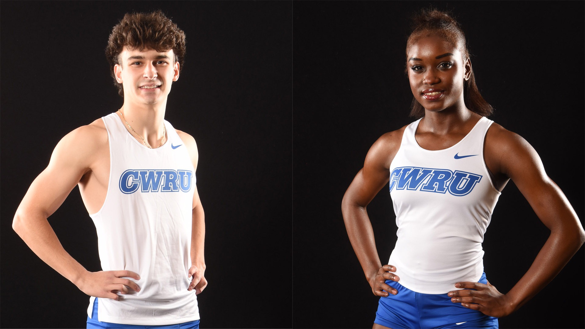 Antonio Sidoti (left) and Ginna Phipps (right) posing in front of a backdrop