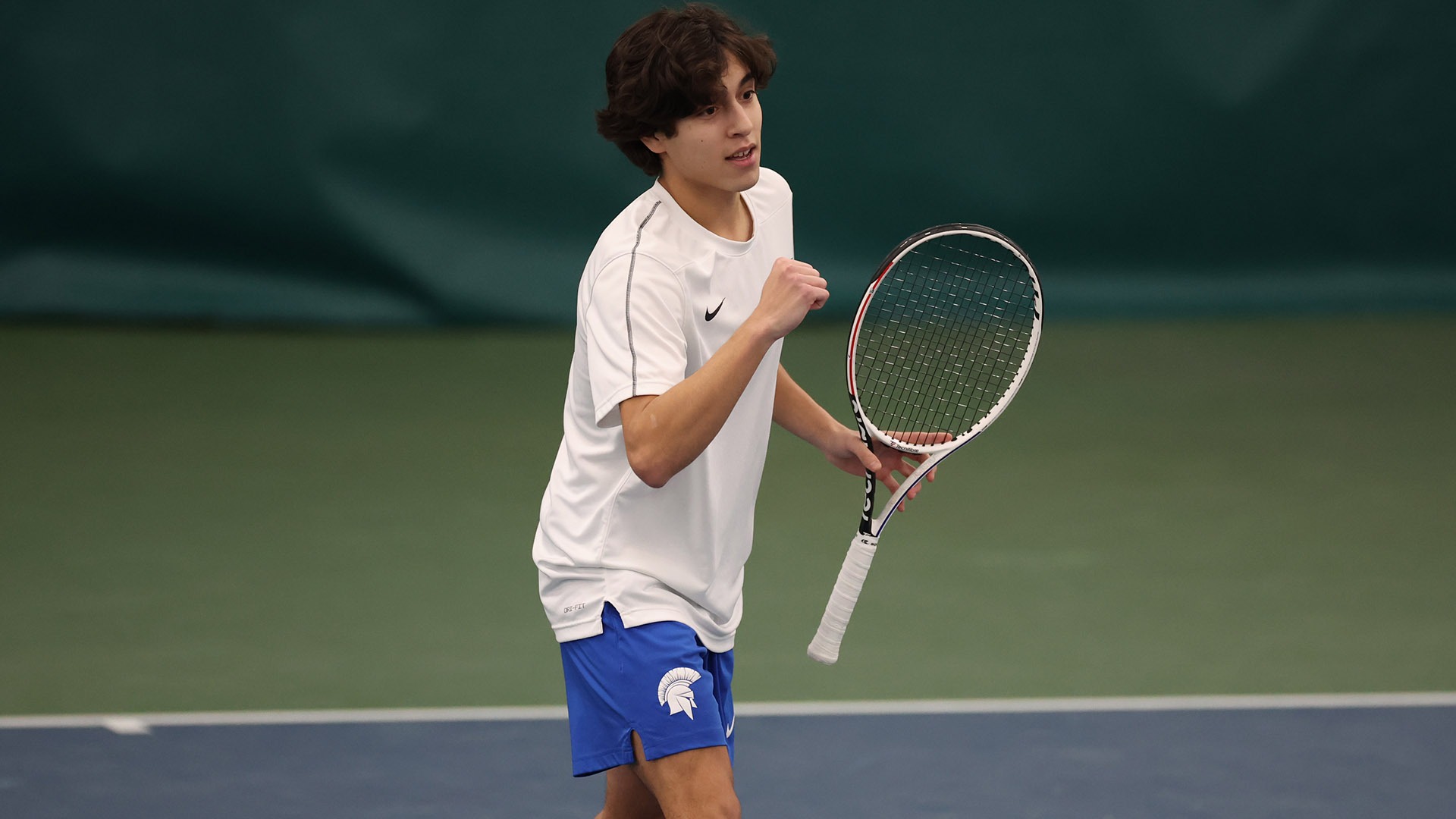 Santiago Salazar Garza giving a fist pump after winning a point