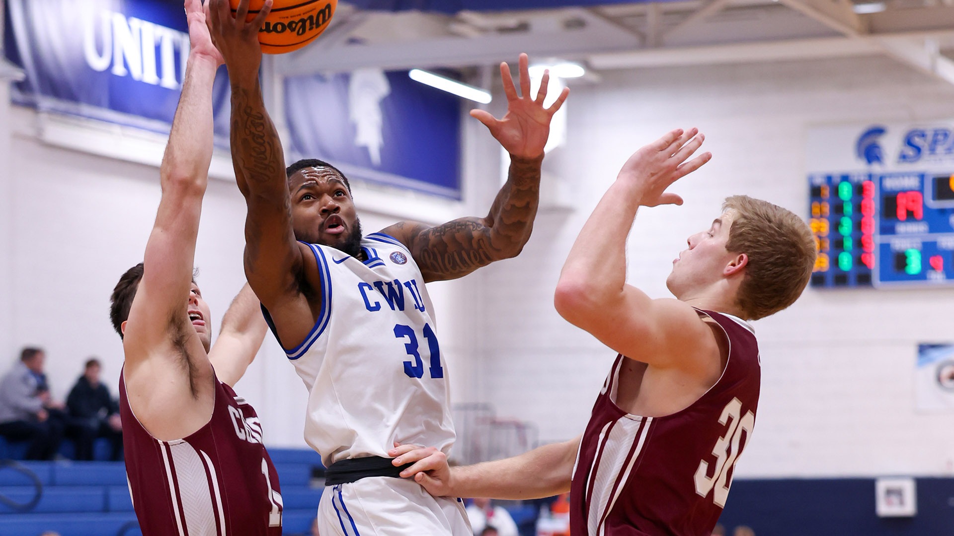 Ethan Edwards attempting a layup against Chicago