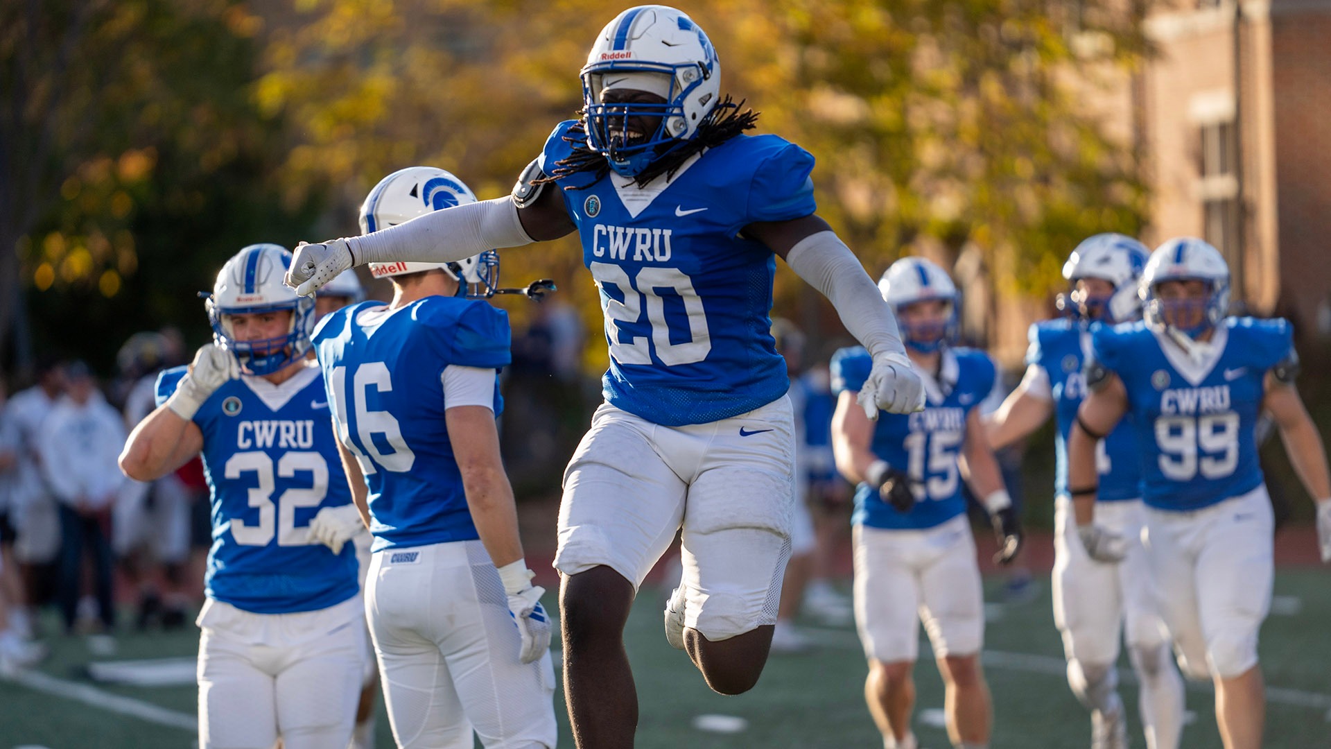 Bidinga Kapapi celebrates after a sack against Allegheny