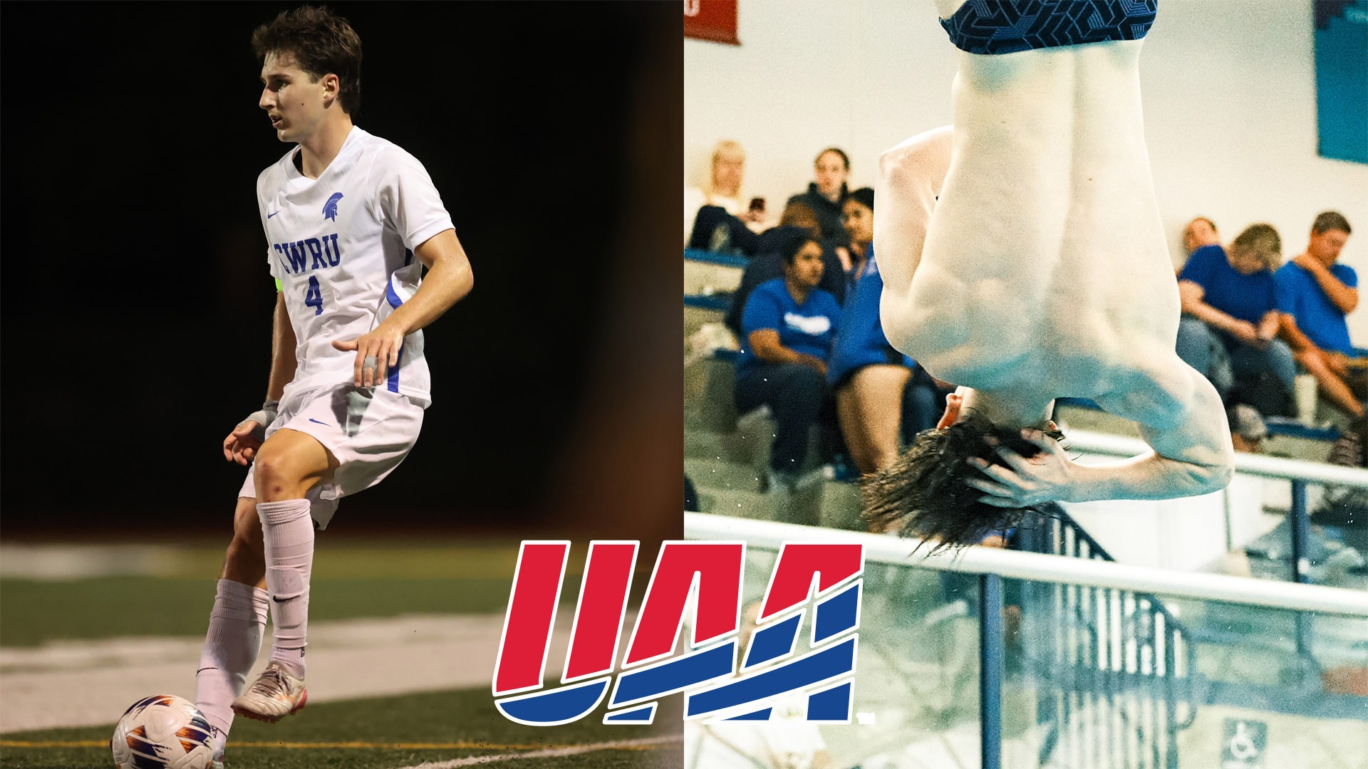 Cormac Apostolides (left) Ryan Wells (right) UAA logo (bottom center)