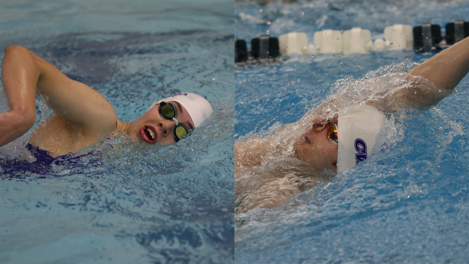 Lillian Paley (left) and Michael Boelens (right) swimming