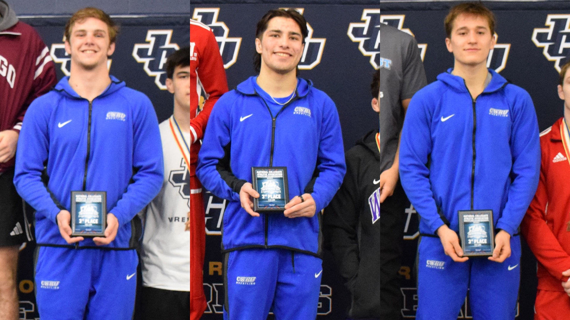 (L to R) Mathew Gummere, Art Martinez, Thomas Wagner holding their 3rd-place plaques at the 2026 Regional Tournament