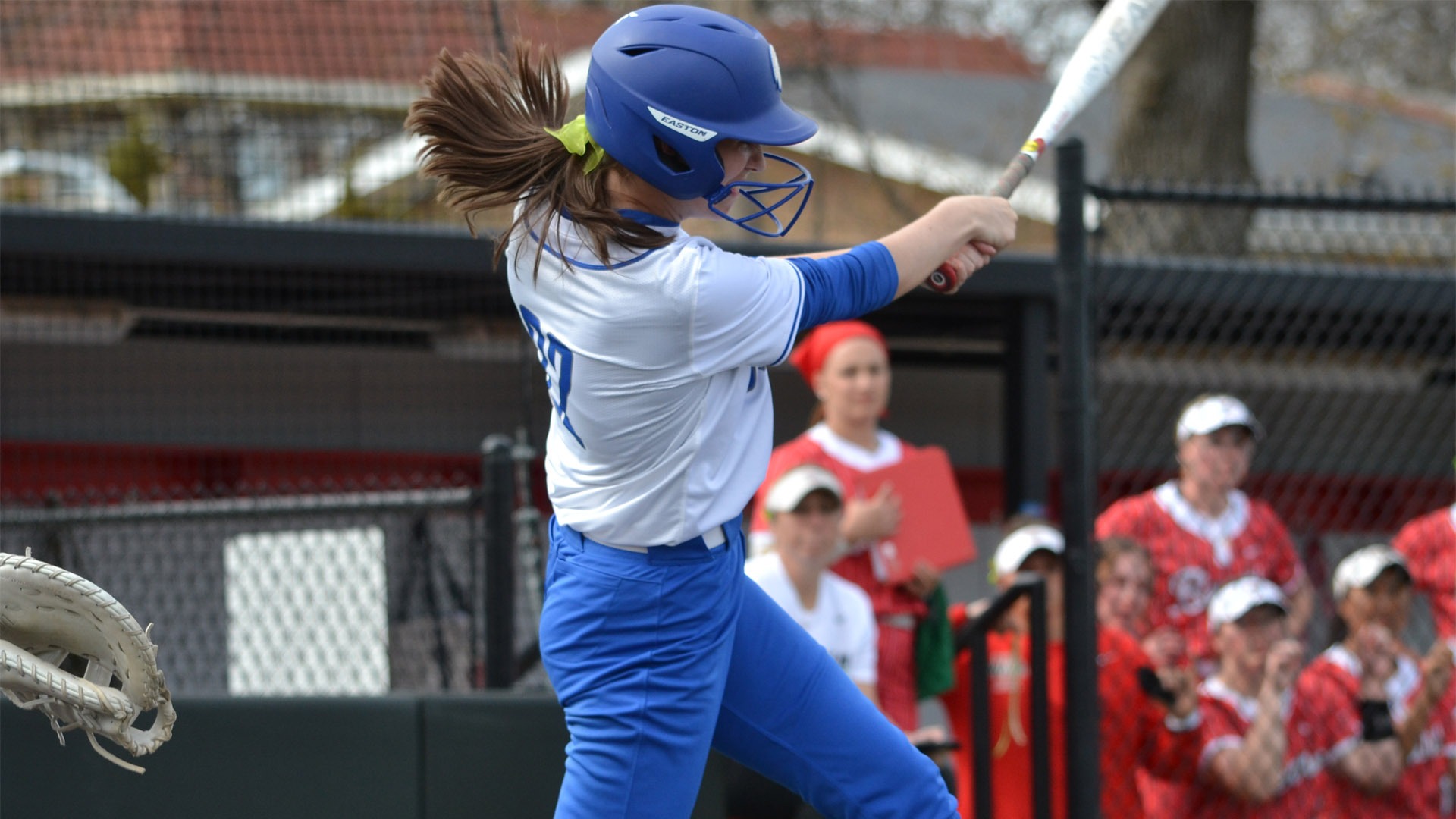 Ashley Miller following a swing against WashU