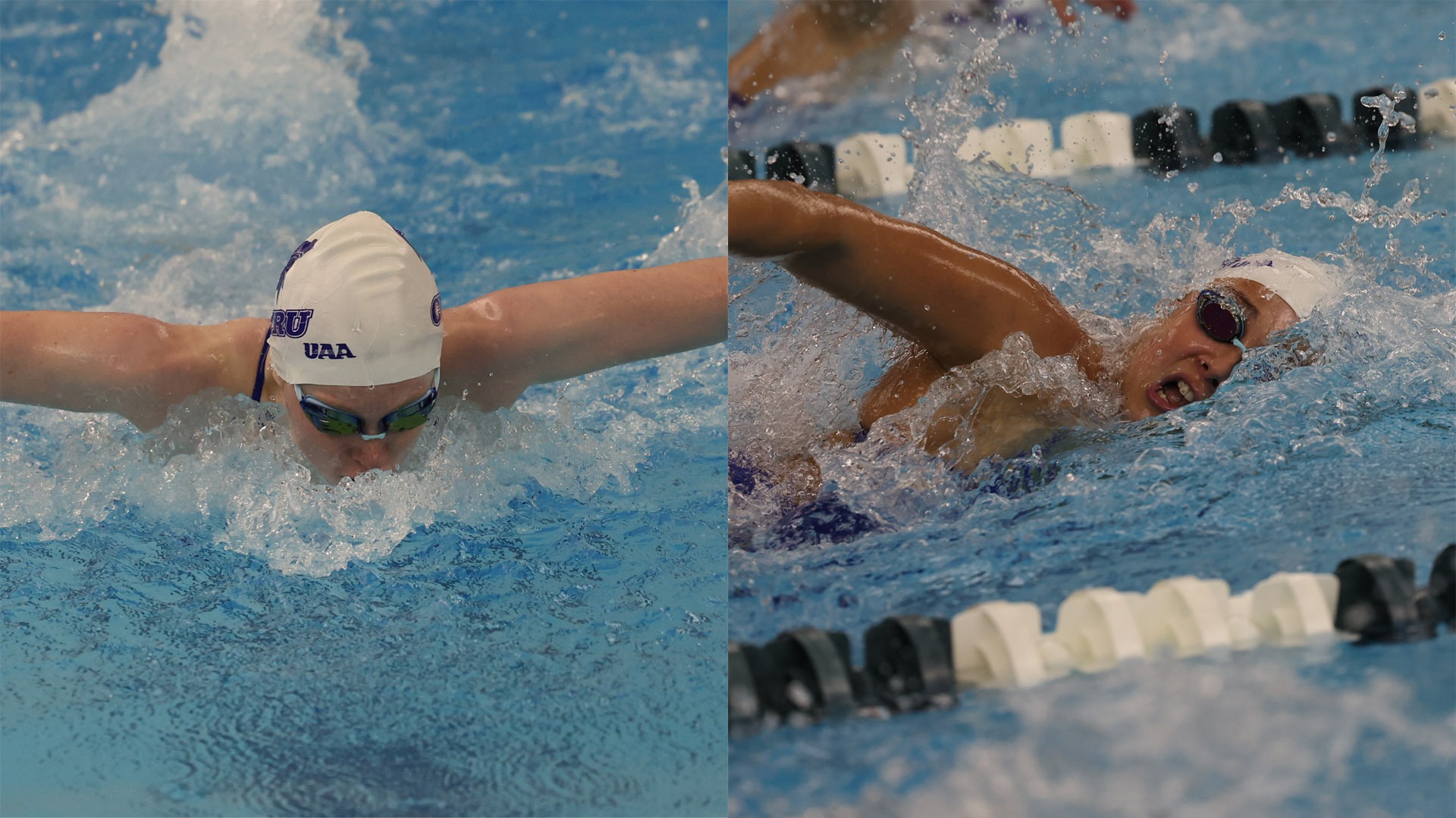 Claire Kozma (left) and Marina Oria (right) swimming