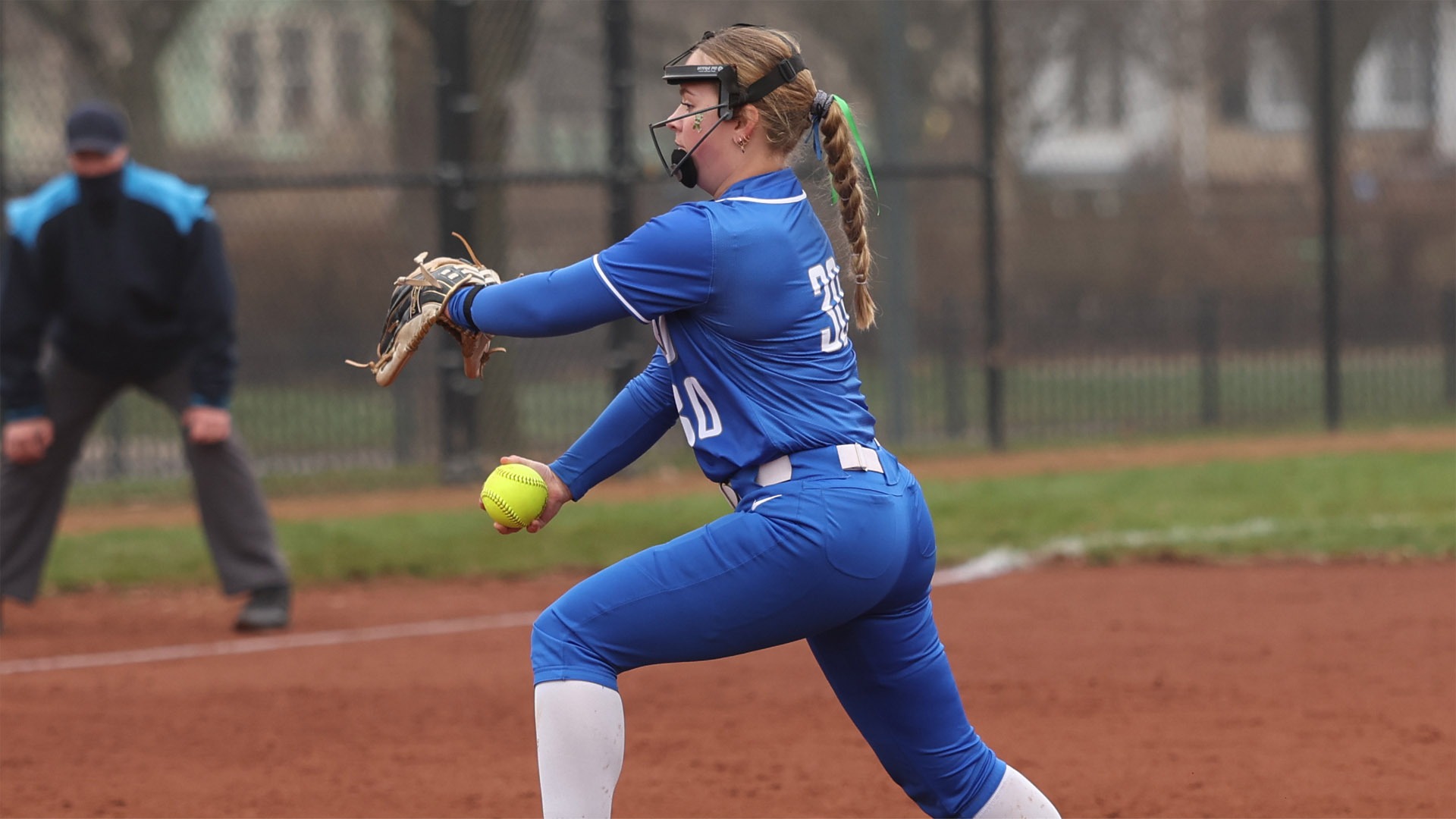 Josephine Alspaw pitching against WashU