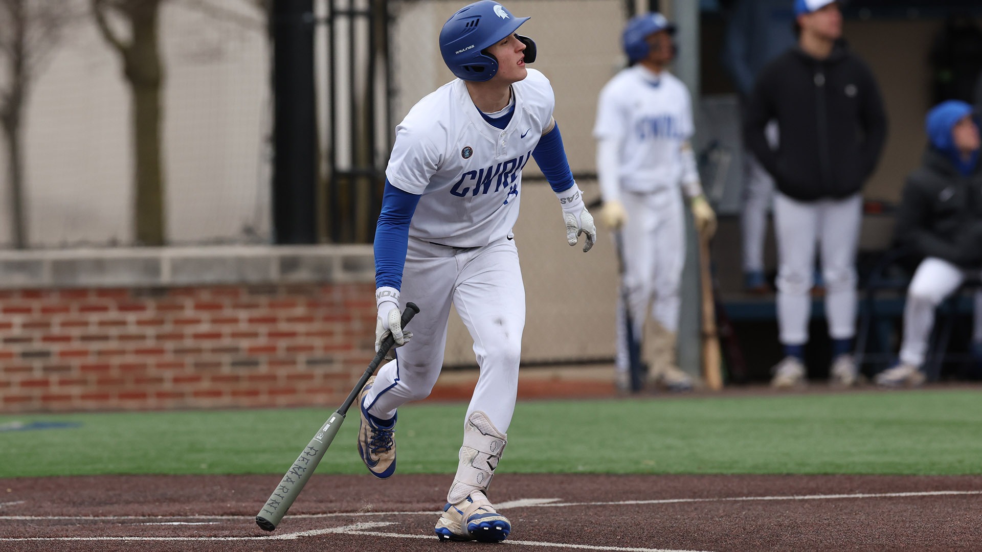 Matt Trout running to first after hitting the ball