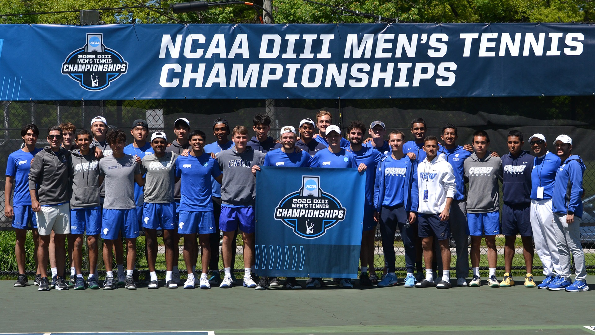 The CWRU men's tennis team after winning the third round of the NCAA Championship