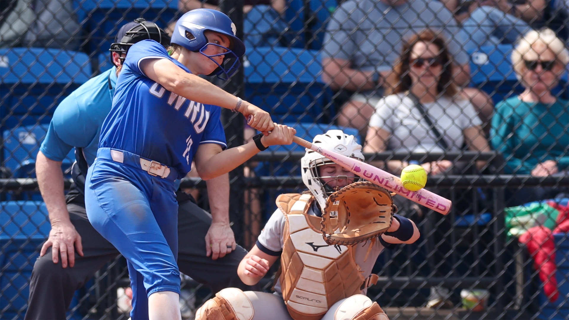 Karen Potts hitting a home run against Emory