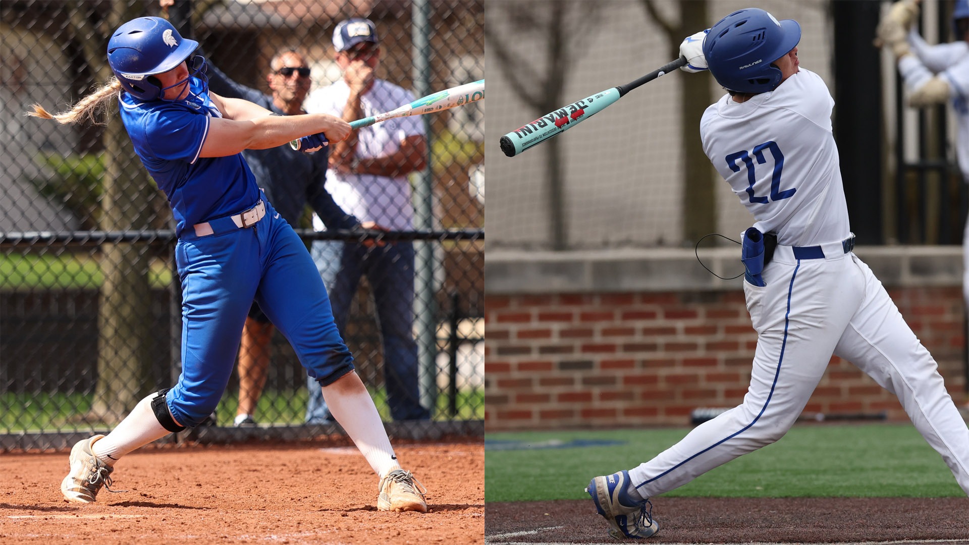 Sophia Becker (left) and Sean Donahue (right) swinging