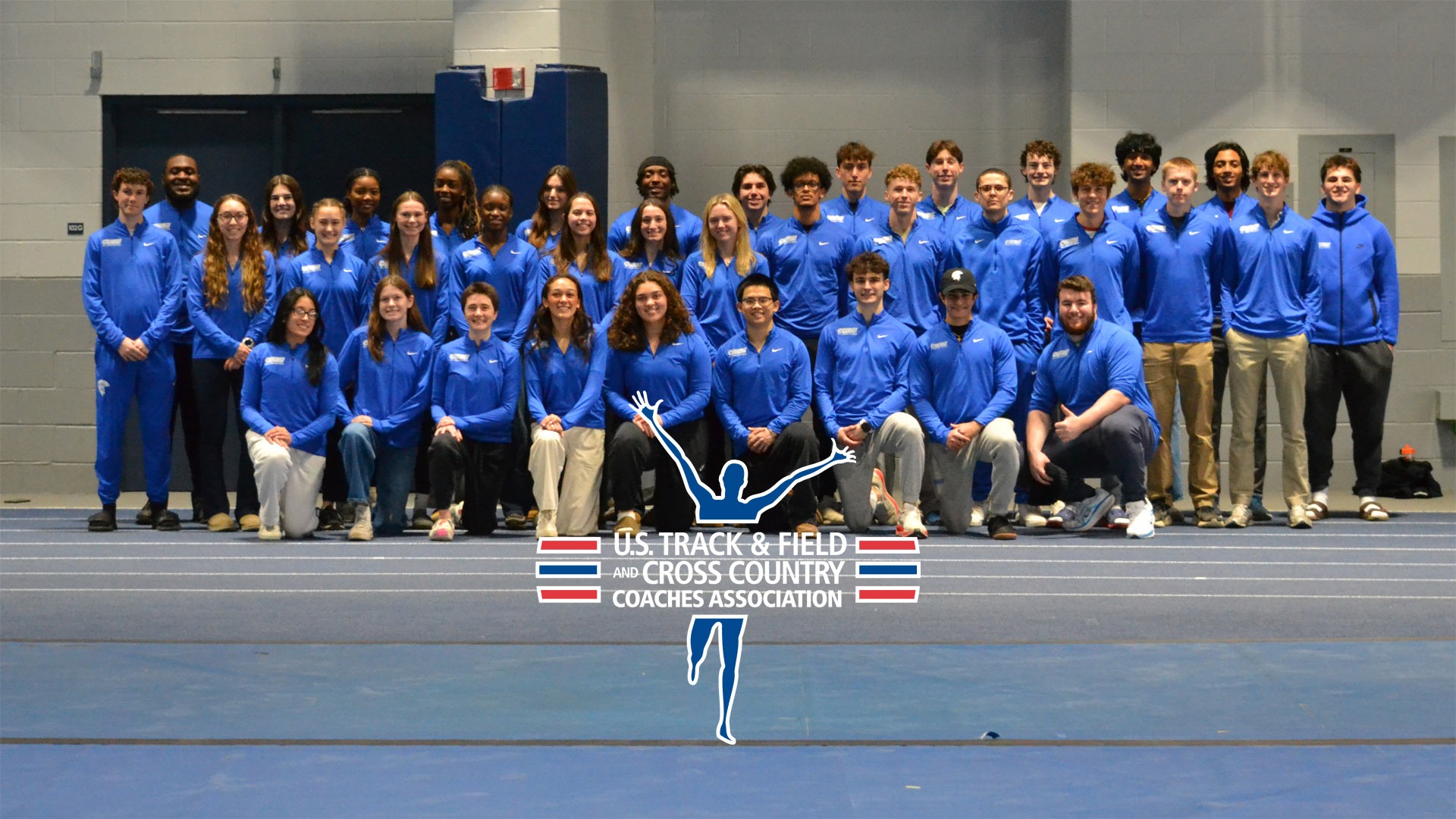 CWRU men's and women's track and field teams prior to departing for the 2026 UAA Indoor Championships