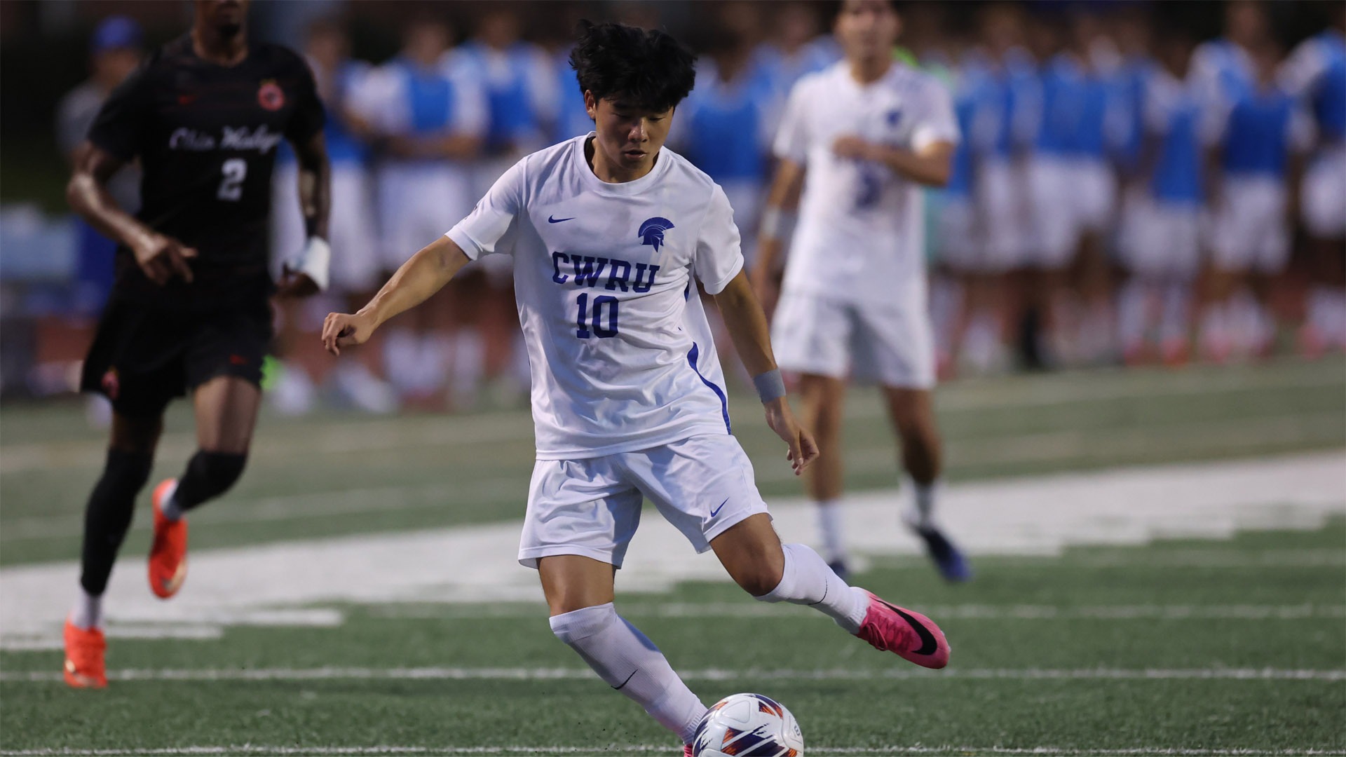 Ohta Kamiya about to kick the ball against OWU