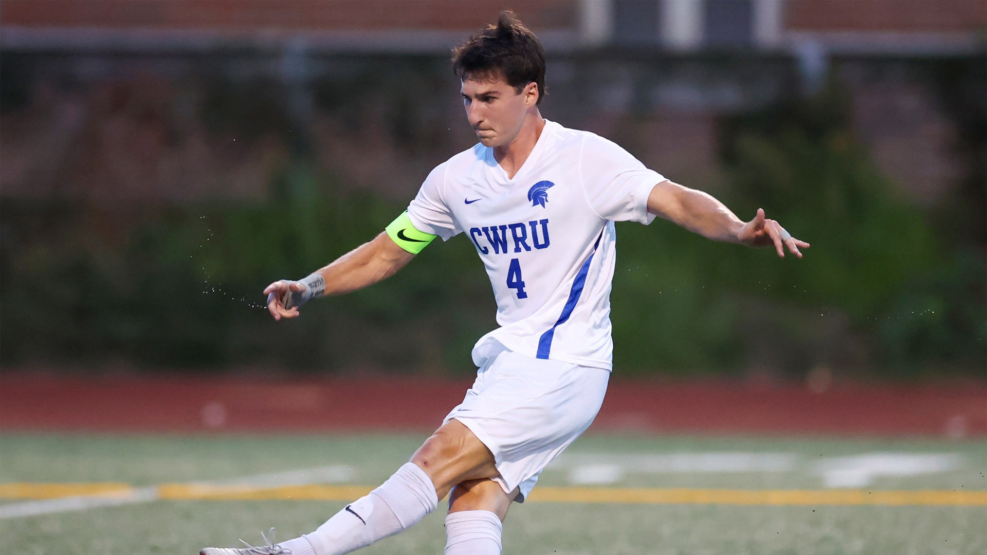 Cormac Apostolides about to fire a penalty kick shot against OWU