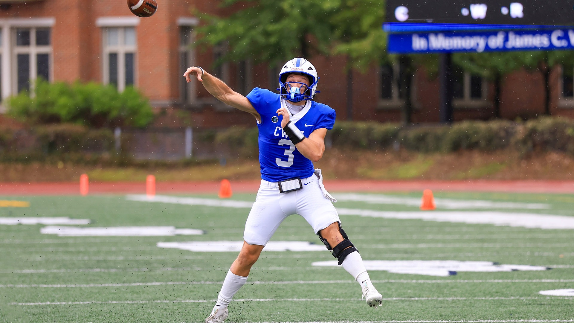 Aaron Filips passing the ball against Shenandoah
