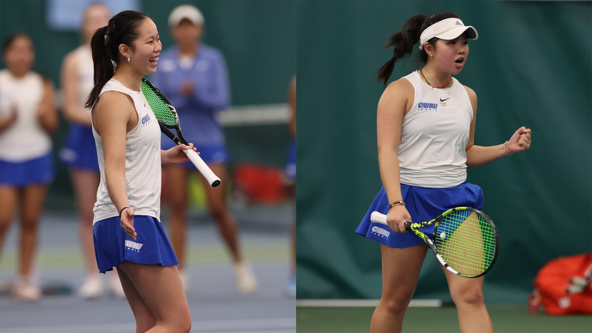 Katie Wong (left) and Gabby Lee (right) celebrating points