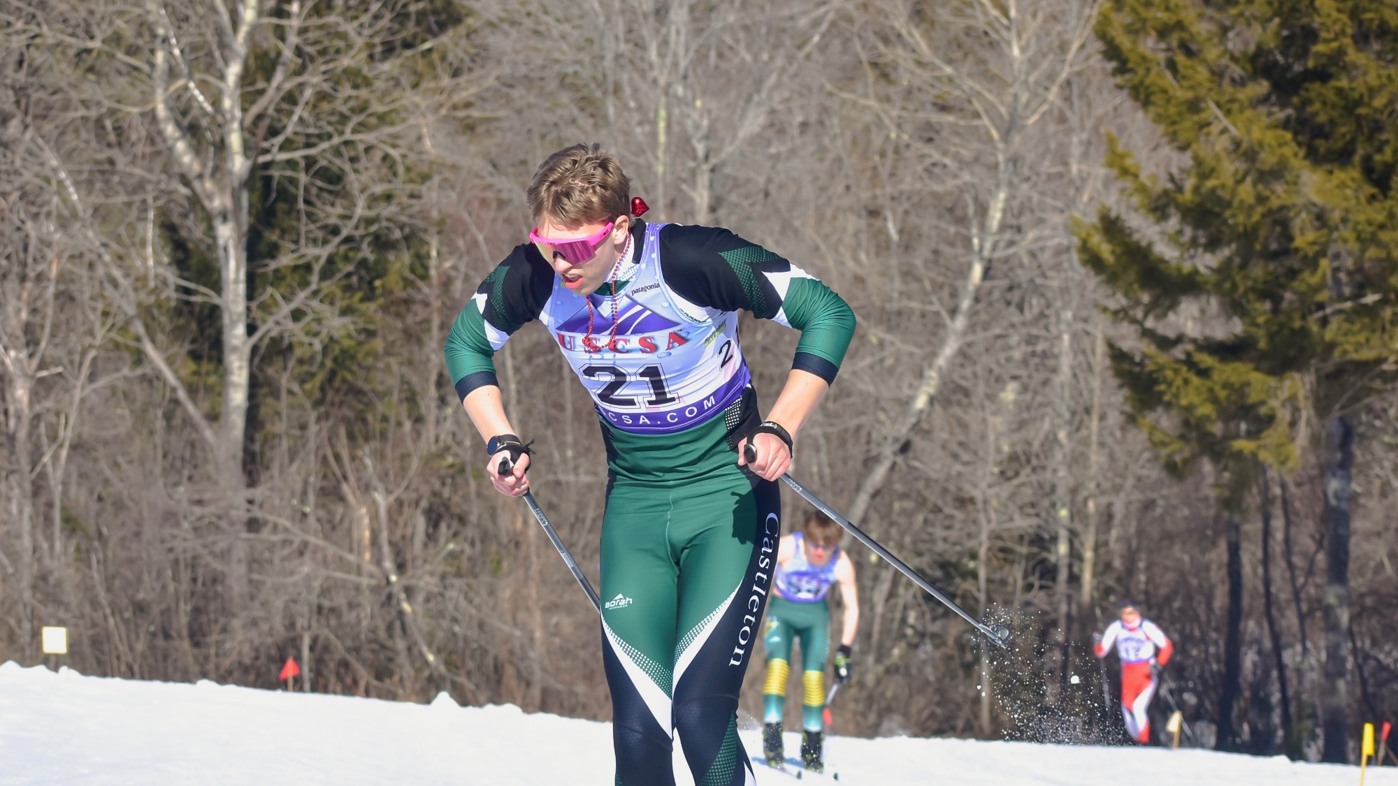 Kristupas Merkelis skiing at the Mansfield Divisional Championship