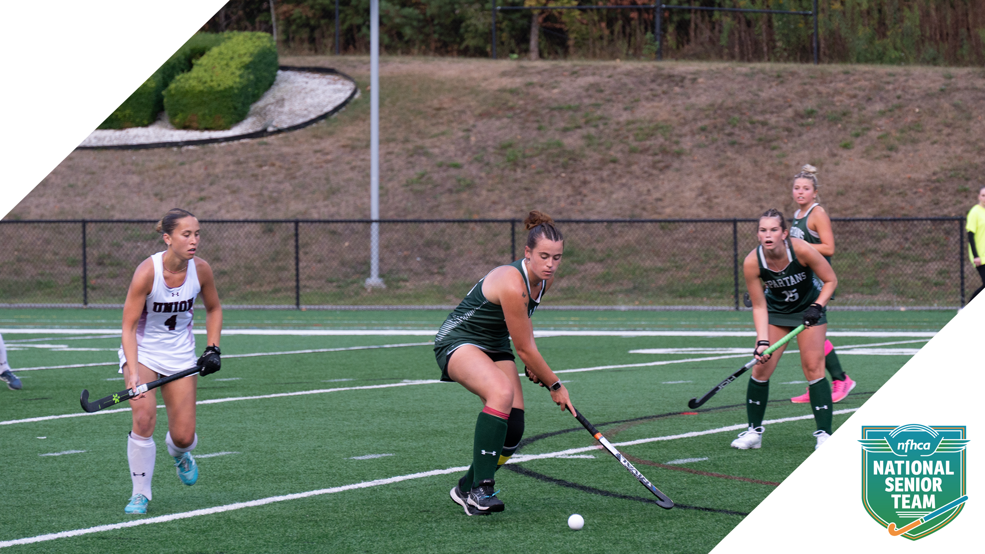Smithson reverse dribbles against Union College athlete