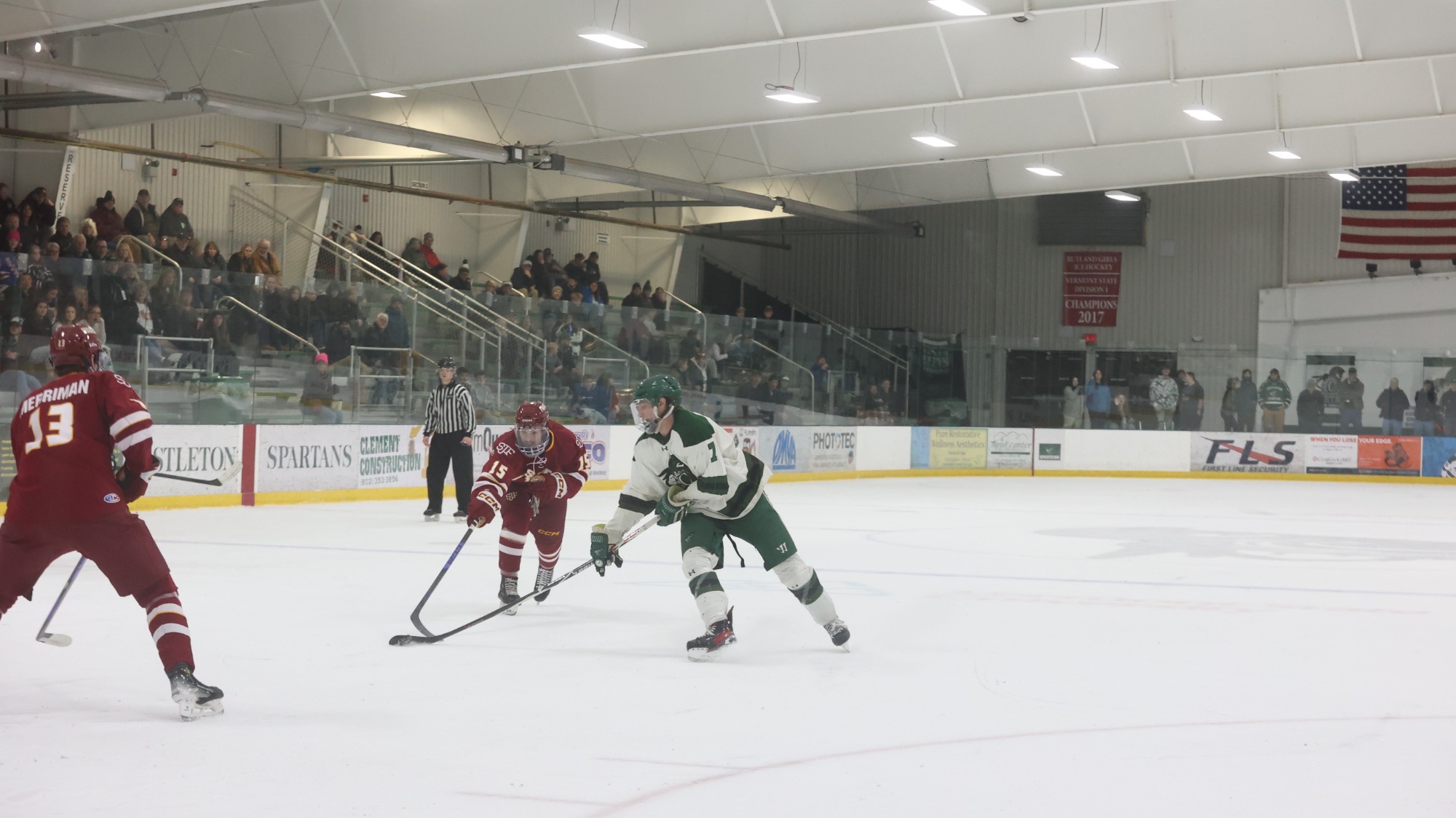 Logan Dapprich takes shots with defender in front of him