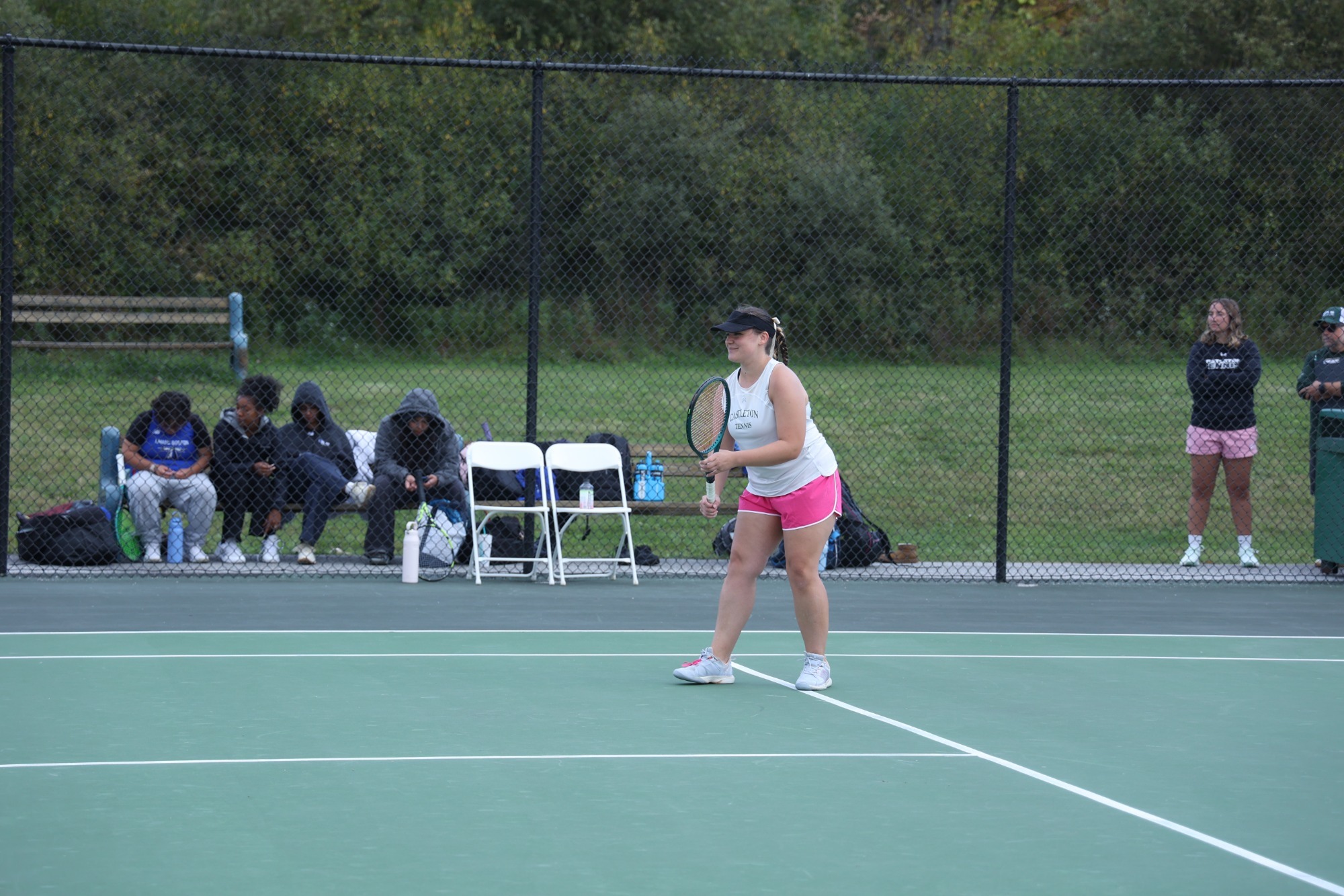 Grace Pluff awaiting serve